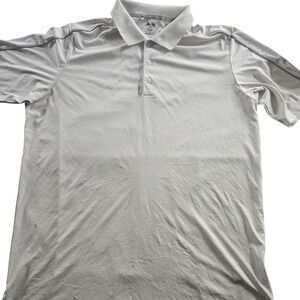 Adidas Polo Shirt Mens 2XL White Golf Performance 3 Stripe Logo Lightweight
